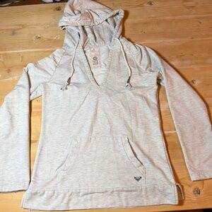 Roxy Hoodie Y2K Womens Medium Gray Sweatshirt Pullover Hooded Long Sleeve Casual